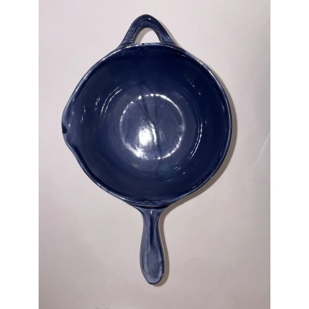 3 Vintage Ceramiche Alfa Italy Blue Glazed Soup Bowl -made In Italy Pottery